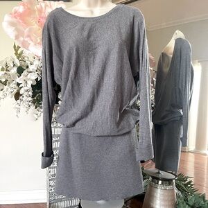 WHBM Gray Tunic Mini Sweater Dress
